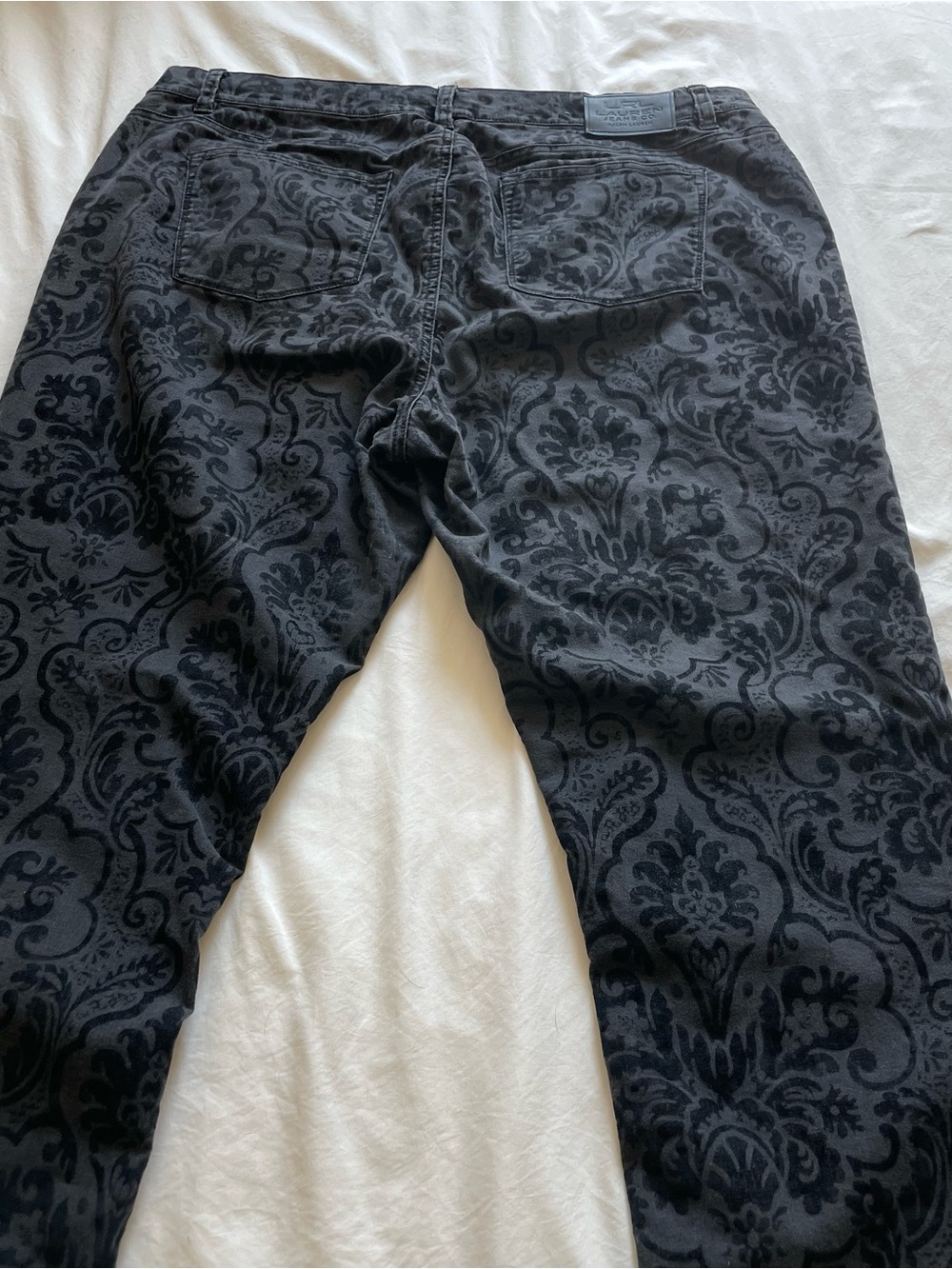 Ralph Lauren Jeans Company Black Damask Patterned Pants 16W - Picture 2 of 7